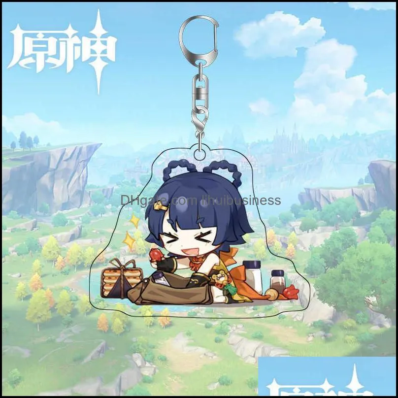 Hot Game Genshin Impact Cartoon Keychain Barbara Wendi Bag Pendant Delicate Trinket Car Keyring Great Gifts For Fans Y0728