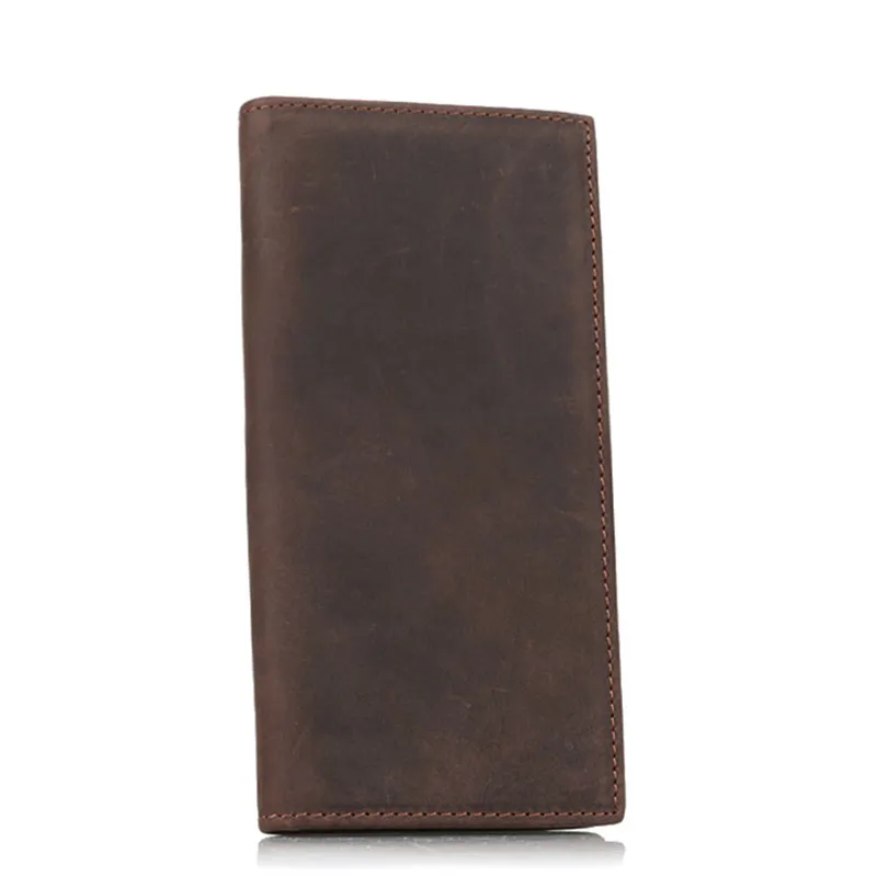 Men Genuine Leather Long Purse Bifold Thin Coin Bag holder Case Wallets