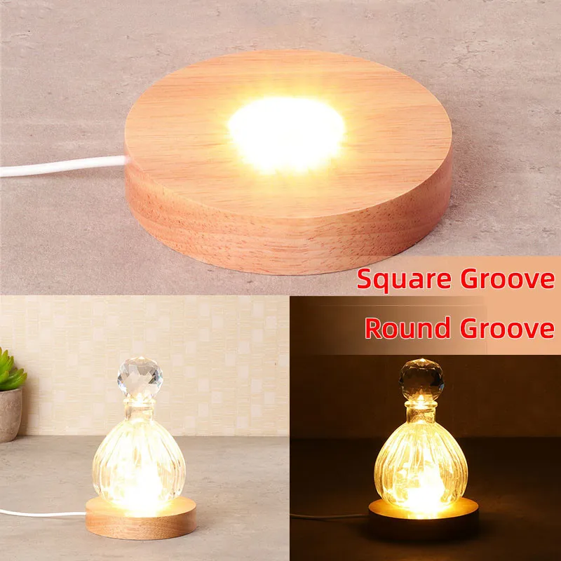 Wood LED Light Base Acrylic Display Lamp for Crystals Ball 100mm