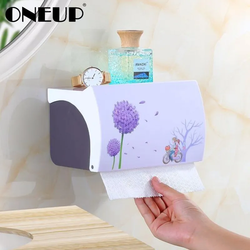 ONEUP Portable Toilet Paper Towel Holder Plastic WC Roll Paper Dispenser For Toilet Home Storage Rack Bathroom Accessories Sets 210401