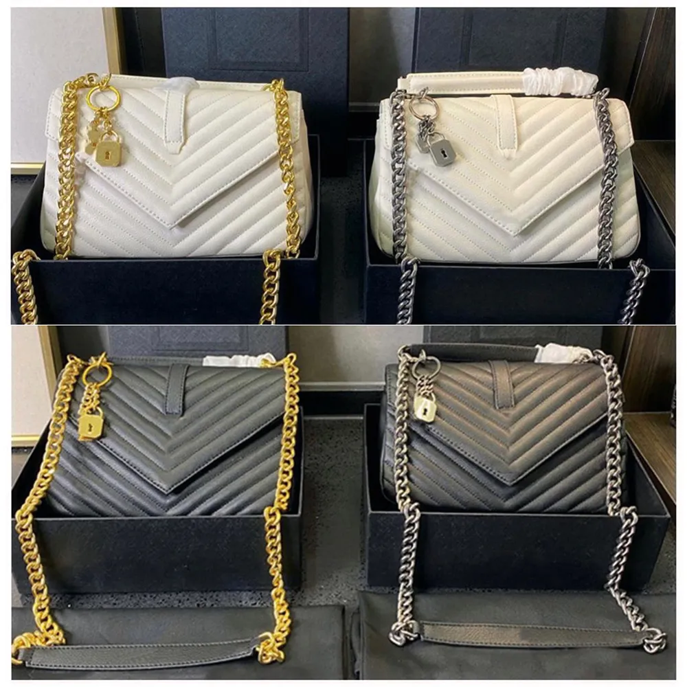 Designer handväskor väskor äkta läder handväska kedja låsar messenger väska lyxväska crossbody axel kvinnor dicky0750 mode l257b