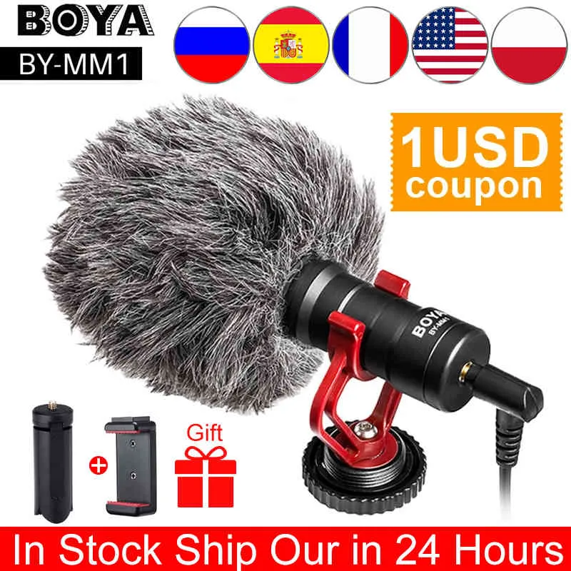 BOYA BY-MM1 SGUN Vídeo Universal Gravação Microfone Mic DSLR Câmera Android Smartphones Mac Tablet