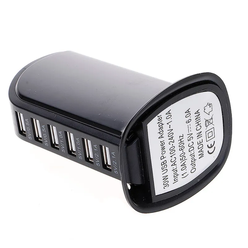 6 Port USB Charging Station - 30W Desktop Charger With Smart Detection For Multiple Devices