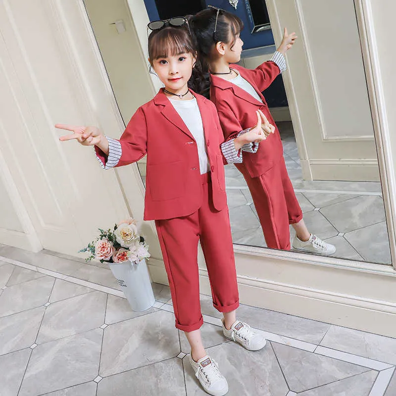 Girls' Autumn Outfit Set: Trendy Kids Clothes Coat Trousers 2-Piece  Suit for Teens 7-11 Years Fashionable Girls Clothing