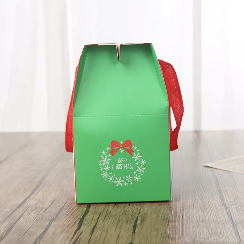 Large Christmas Paper Packaging Box With Handle Favor Gift Box Happy New Year Chocolate Candy Box Party Supplies LX4420