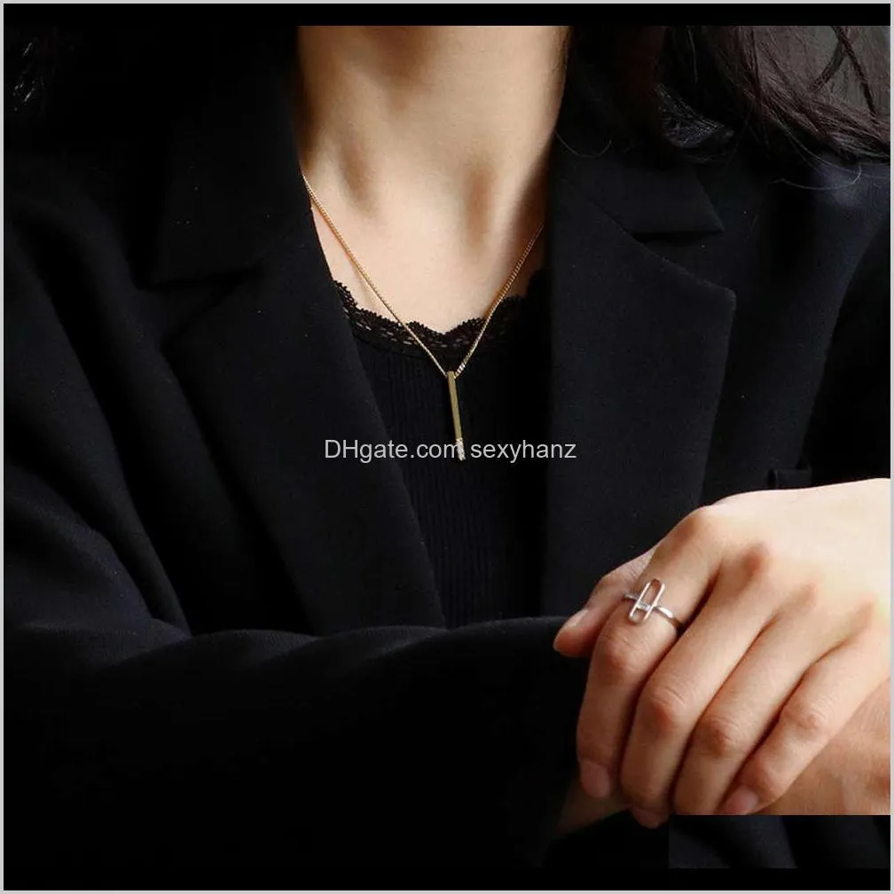 pendants simple gold-plated diamond vertical necklace, neutral personality one word sweater chain fashion jewelry