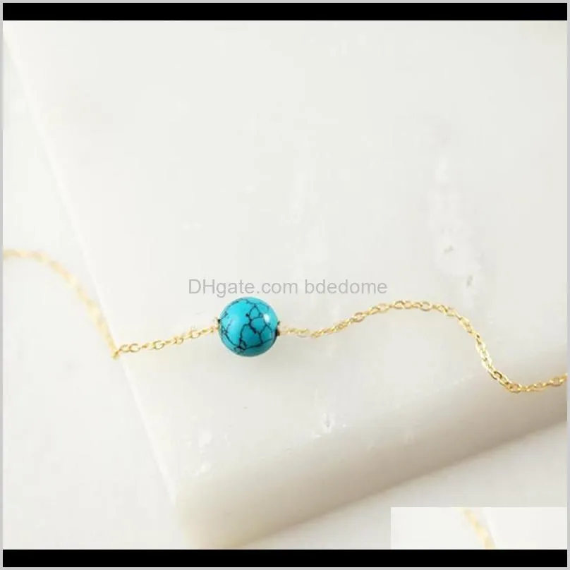 sexy fashion jewelry gold plated metal chain with blue stone bead accessory for women necklace lover gift