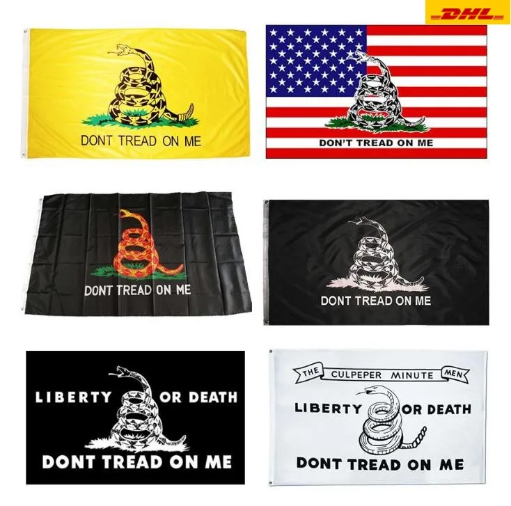 DHL FFREE 90 * 150 Bandera de Trump 3 * 5 pies 90x150cm Banderas presidenciales No pise la bandera de la serpiente Gadsden