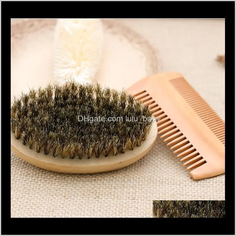 hot sale boar bristle beard brush & handmade beard comb kit for men mustache with cloth bag