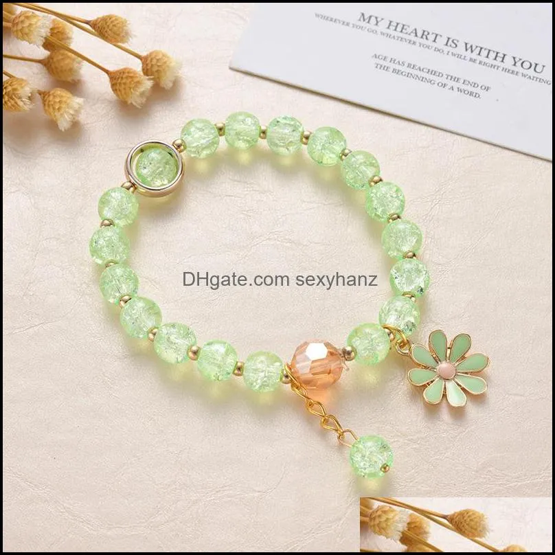 Crystal Bracelet For Women Sun Flower Hand Chain Girls Wristband Small Daisy Bracelets Beads Chain Sisters Girlfriends Gift