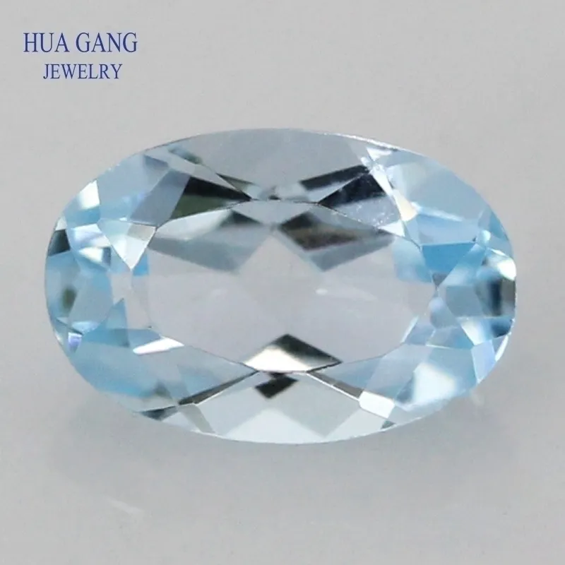 Topaze bleu ciel, pierre précieuse naturelle en vrac, forme ovale, taille à facettes 3*4 ~ 10*14mm, pour bijoux à bricoler soi-même