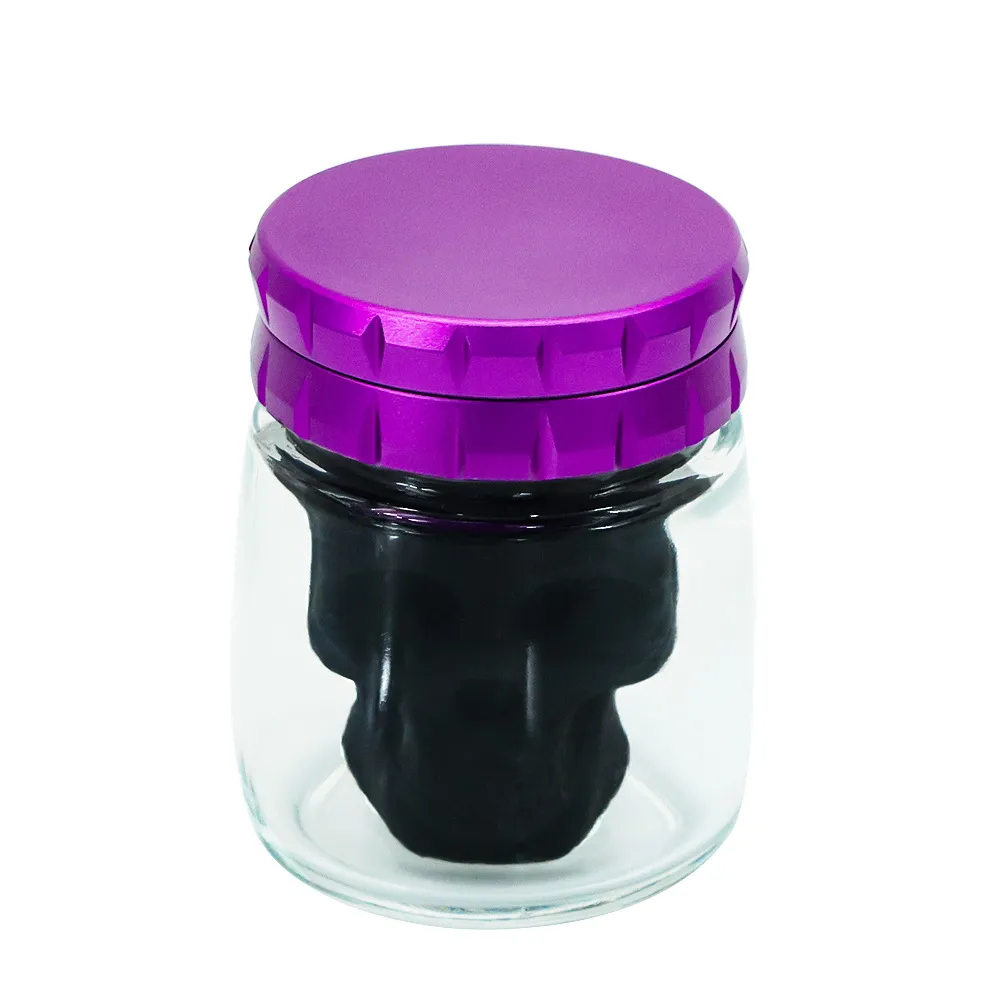 Broyeur de fumée en métal violet, réservoir de stockage en verre, tête fantôme deux en un, ensemble de fumée en forme de silicone