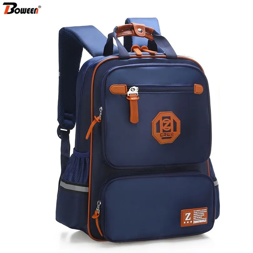 Kinderschool tassen voor jongens primaire orthopedische rugzakken Kind Waterdichte nylon tas Bookbags Solid Big Capacity 211021