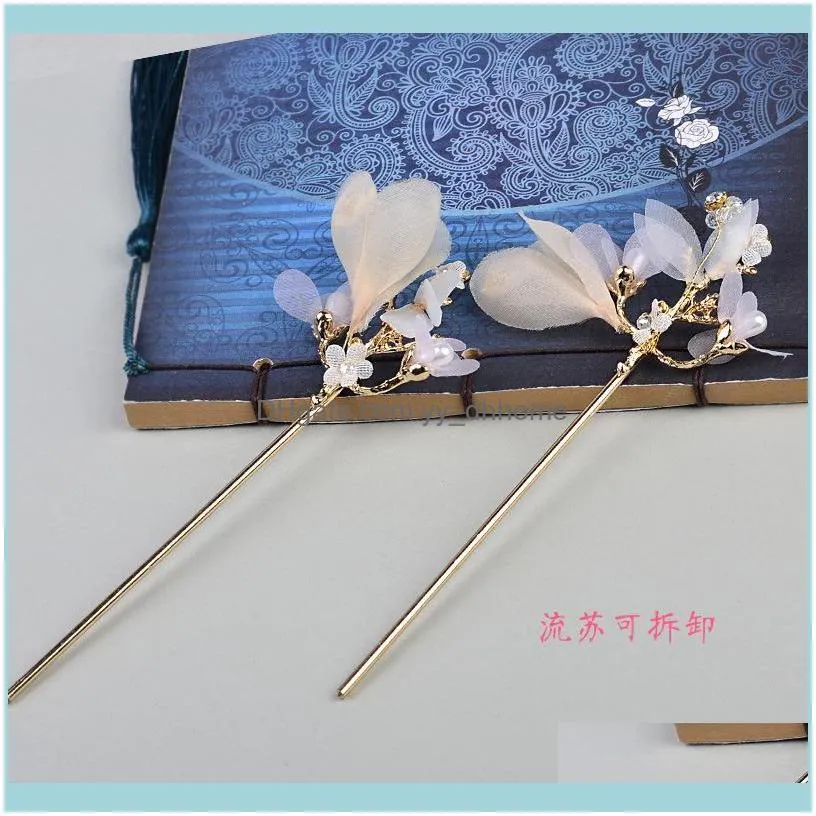 Hair Clips & Barrettes Simple Super Fairy Fashion Women Pins Flower Tassel Step Shake Comb Stick Sets Antique Wedding Accessories