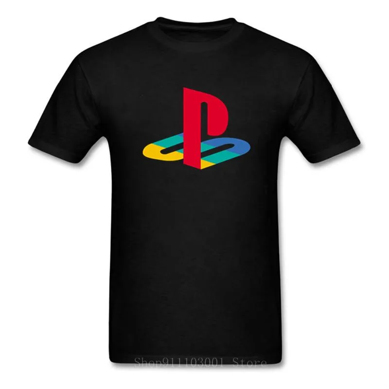 Retro PS Logo T-Shirt Herren Hiphop T-Shirt Xbox Spiel Playstation T-Shirt Männlich O-Ausschnitt Kurze Ärmel Sommer Reine Baumwolle Hipster T-Shirts