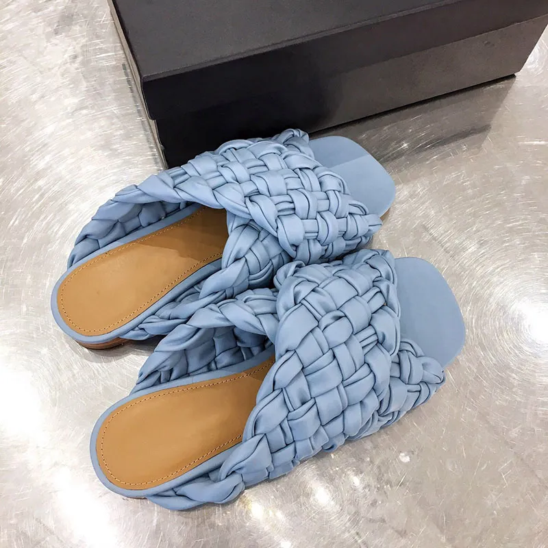 Designer slides fashion luxury women sandals best quality designer flip flops women flat slipper criss-cross straps