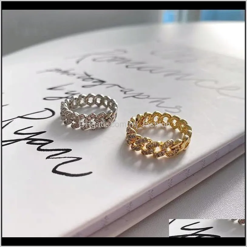 ring rings korean versatile design rings love ring for girlfriend fashion popular gold silver flash drill chain ring
