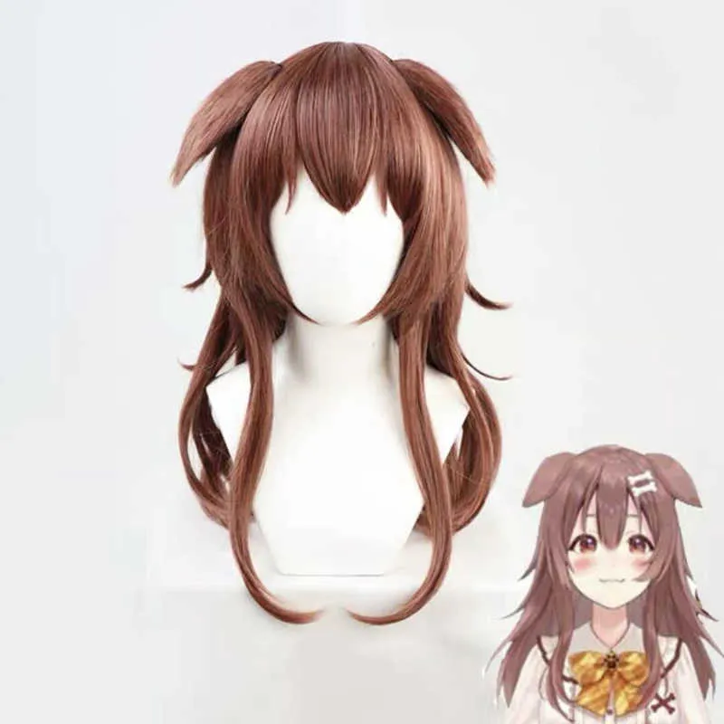VTuber Inugami Korone Cosplay Wig Hololive Gamers Girl Ears Long Wavy