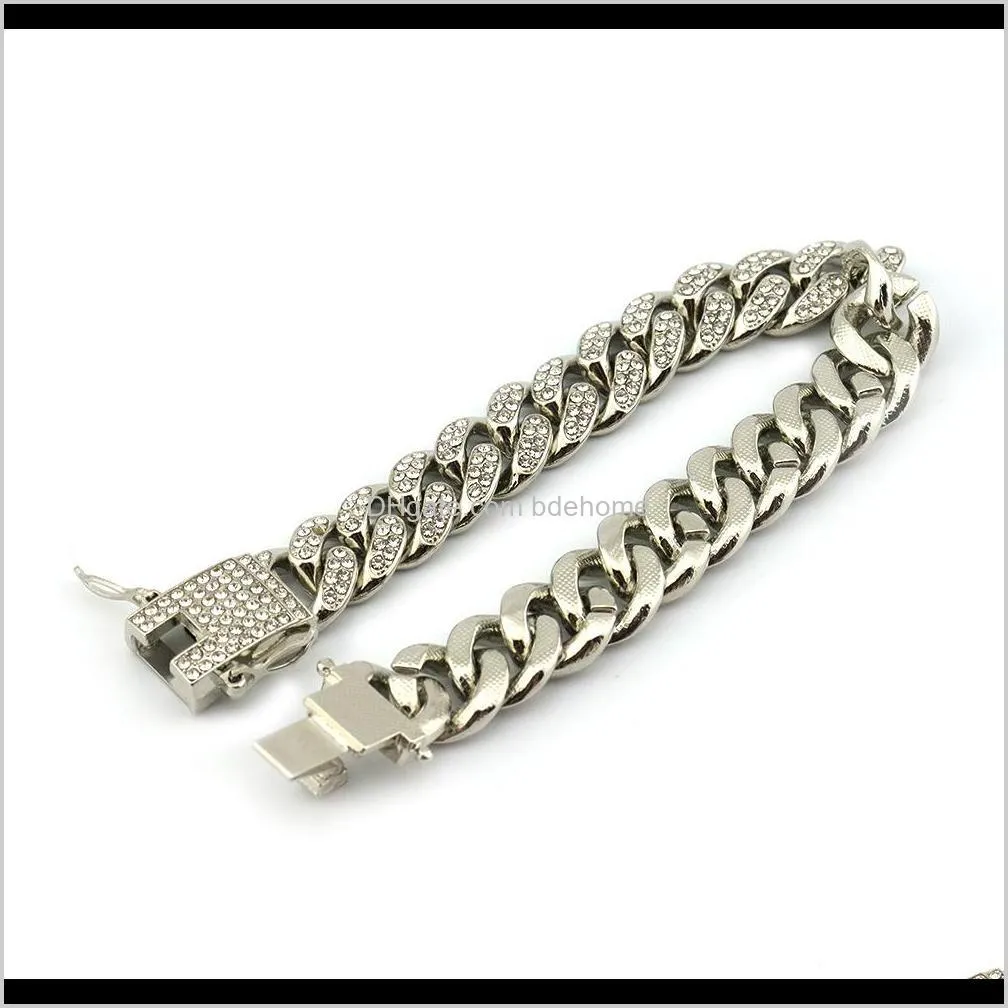 2020 hot sale hip hop iced out bling cz men bracelet fashion 18- 20cm long  cuban link bracelets male hiphop jewelry gifts