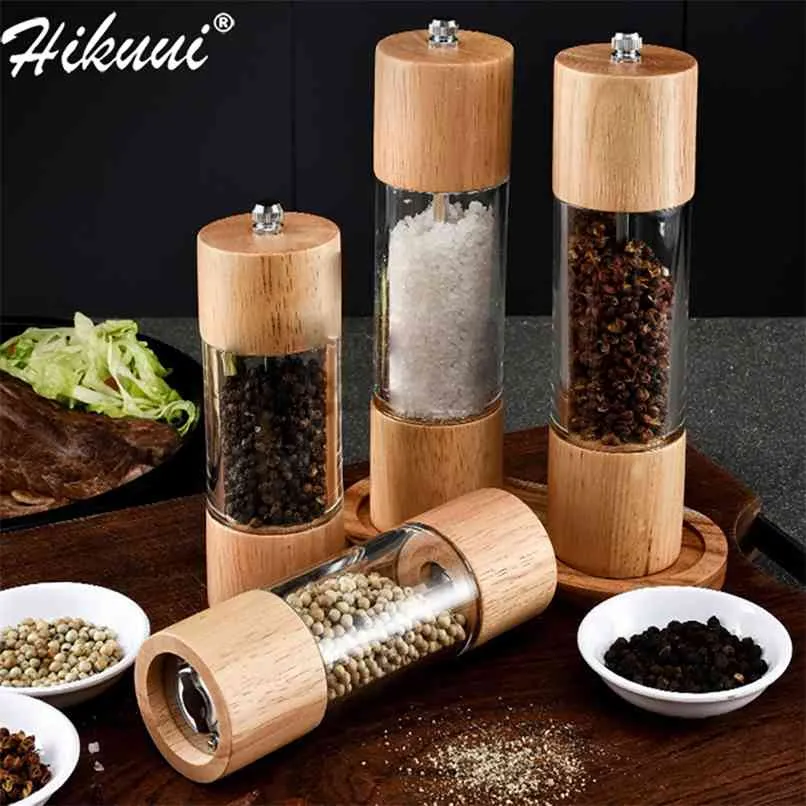 Manual Salt Pepper Mill Grinder Wood Seasoning Muller Cooking Tools Kitchen Accessories Cookware Spice Milling Gadget 210712