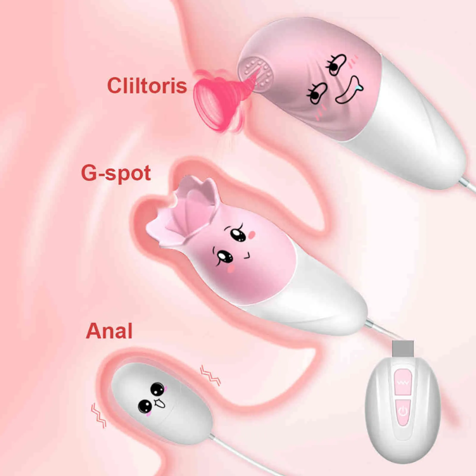 Vibratore per leccare la lingua delle uova 3in1 per le donne Stimolazione forte dell'uovo della vagina Massaggiatore clitorideo ricaricabile USB Succhiare il giocattolo del sesso per 1124