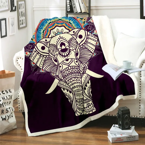 3D-kleuren olifant print fleece cartoon kunst print kinderen warme bed gooi deken pasgeboren baby deken jongens geschenken op de bank