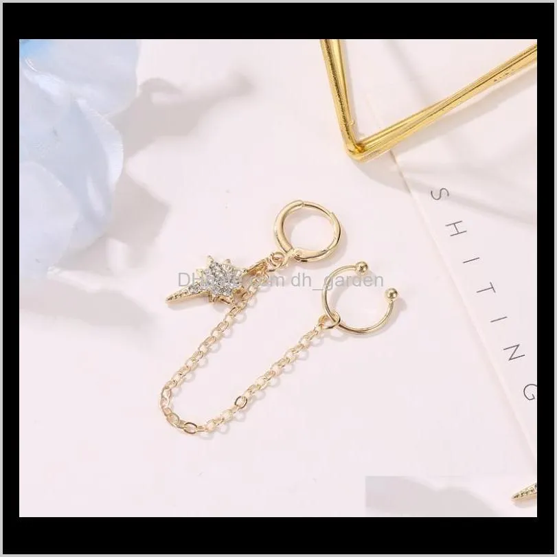 2020 trendy exquisite crystal star long tassel dangle earrings ear cuff fashion ear jewelry for women