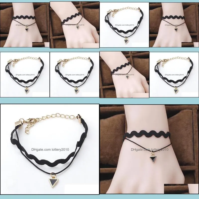 Link, Chain Bracelets Triangle Pendant Retro Bracelet Simple Multilayer Jewelry