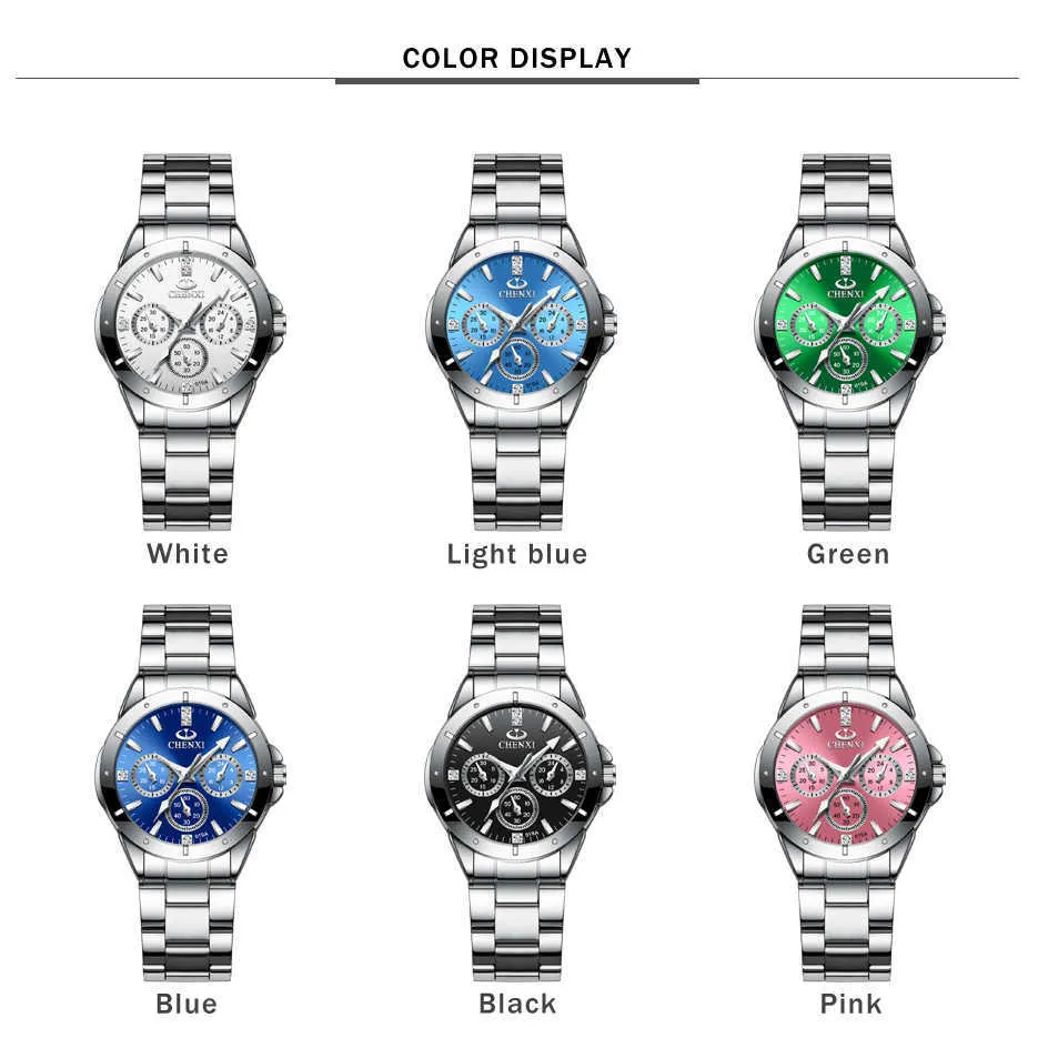 LMJLI - CHENXI 019A Femmes Mode Montres De Luxe Femmes Montres À Quartz Dames De Luxe Strass Cadran Horloge Étanche Reloj Mujer