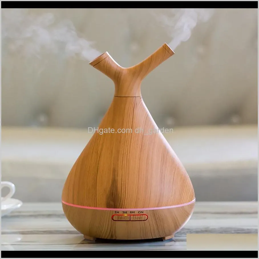 400ml electric aroma air diffuser wood grain ultrasonic led humidifier  oil aroma branch shaped  oil diffusers dh1196