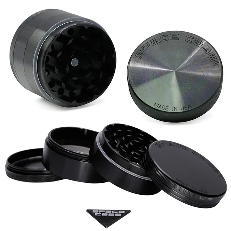 Space Case Herb Grinder 63mm Sigaretta per tabacco Grinder Dry Herbal 4 Strati Lega di alluminio Grinder in metallo Accessori per utensili da fumo