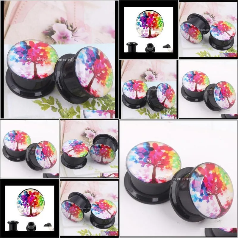 popular designs tree of life screw tunnel plug flesh tunnel ear plug tunnel jewelry body jewelry