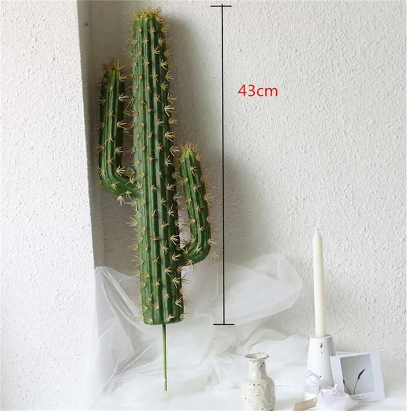 43 CM Künstliche Kaktuspflanzen Indoor Tropical Fake DIY Kunst Landschaftsbau el Wohnzimmer Weihnachten Home Decor Zubehör 211104