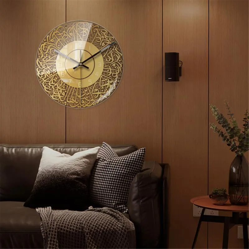 Настенные часы Non Ticking Часы Исламский Домашний Декор с Коран Ayat для спальни Гостиная Дом Украшения Дома