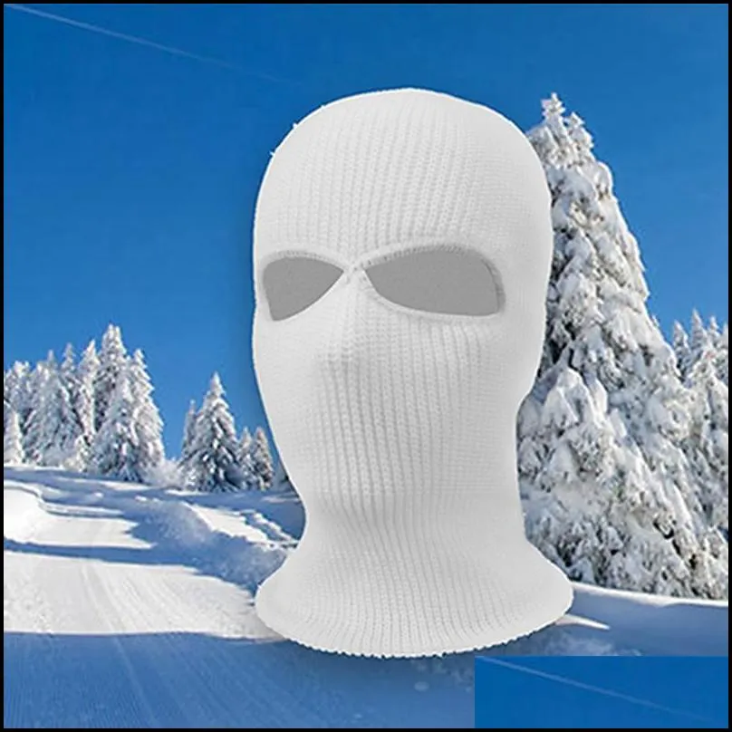 Cycling Caps & Masks Winter Warm Ski 3 Hole Hood Cap Full Face Cover Outdoor Hiking Protective Balaclava