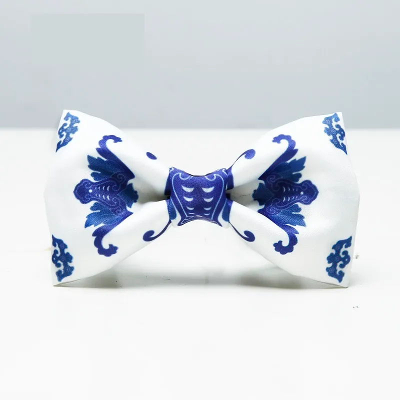 Högkvalitativ 2020 Designers Brand Fashion Bow Slipsar för män Kinesisk stil Vit Blå Bowknot Cravat Luxury Wedding Bowties