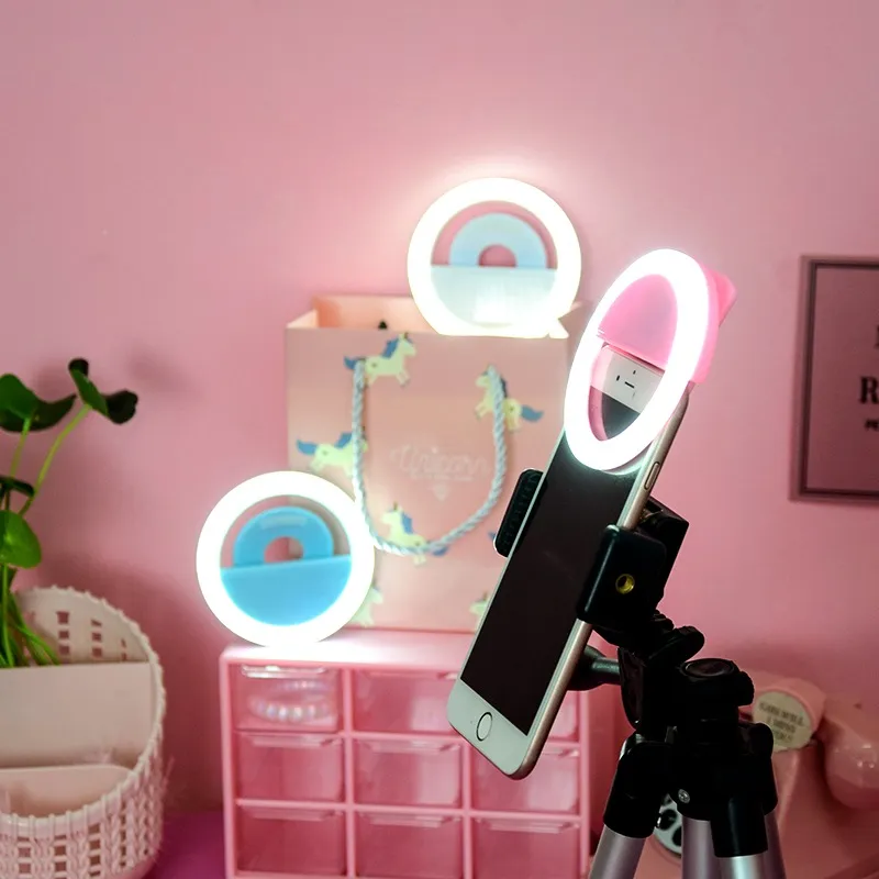 Beleuchtung Led Selfie Ring Licht USB Ladung Dimmbare Objektiv mini Füllen Licht Clip Tragbare Für Make-Up Video Live Alle Telefon lampe