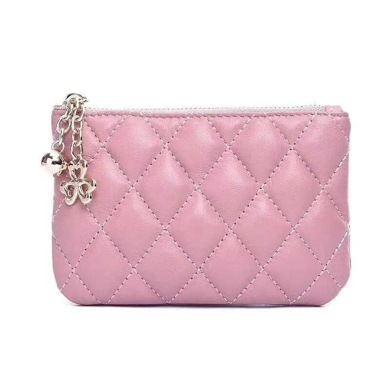 Portamonete Moda Pelle di agnello Vintage Coin Diamond Lattice Zipper Wallet Mini Business Card Zero Purse Zip Pouch