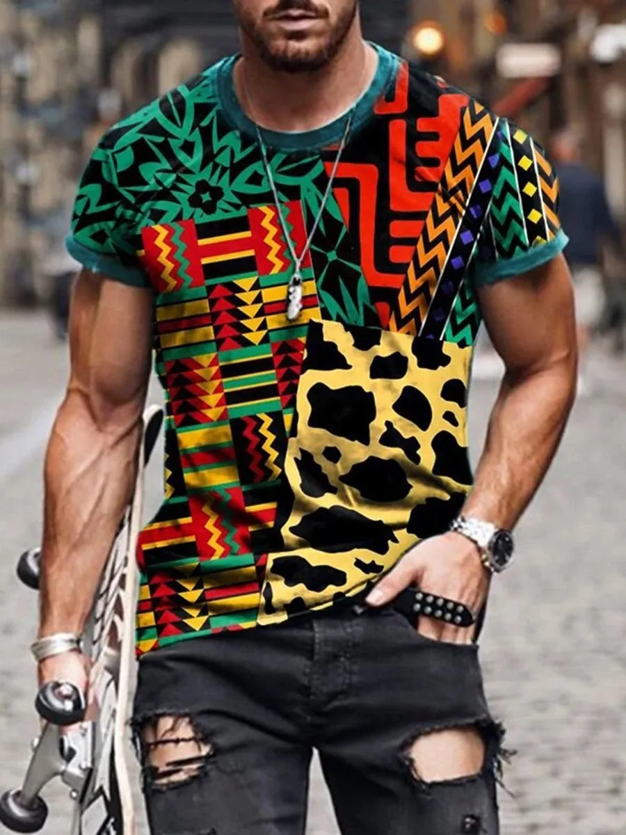 24 Style Męskie koszulki Casual Nation Style Drukowanie w Afryce z krótkim rękawem