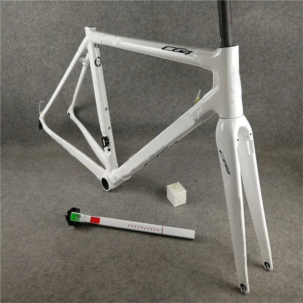 All White C64 glossy frame Carbon Road Bicycle Frames 48/50/52/54cm/56cm Customize Logo