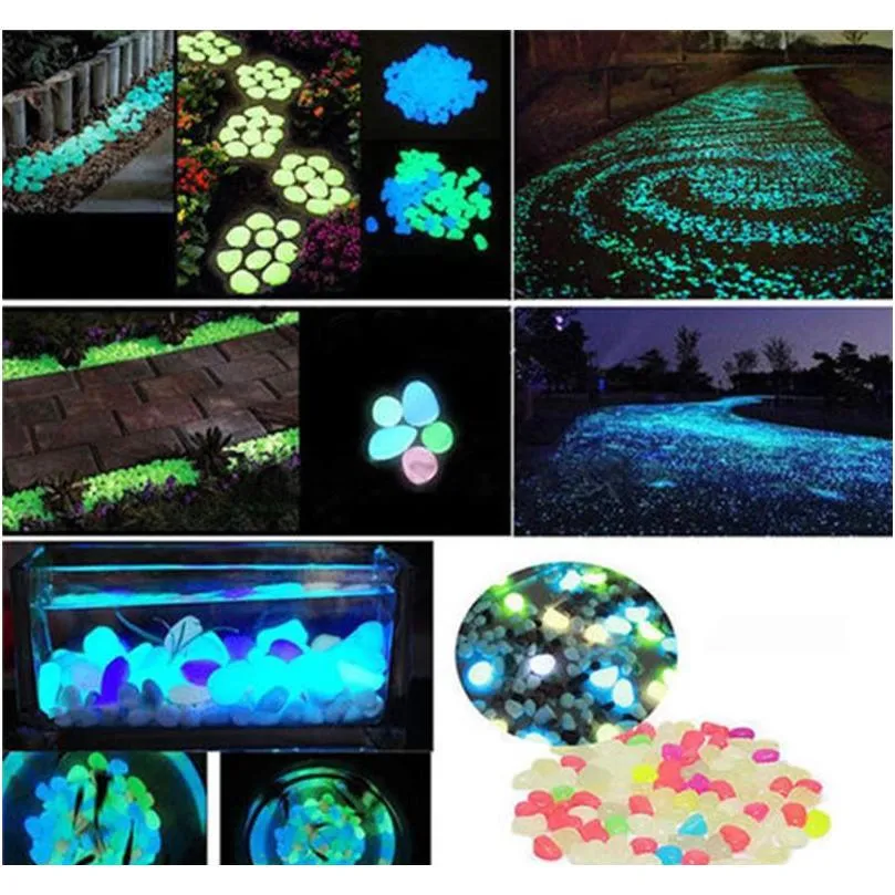 glow in the dark garden pebbles for walkways aquarium path patio lawn garden yard decor plants luminous stones