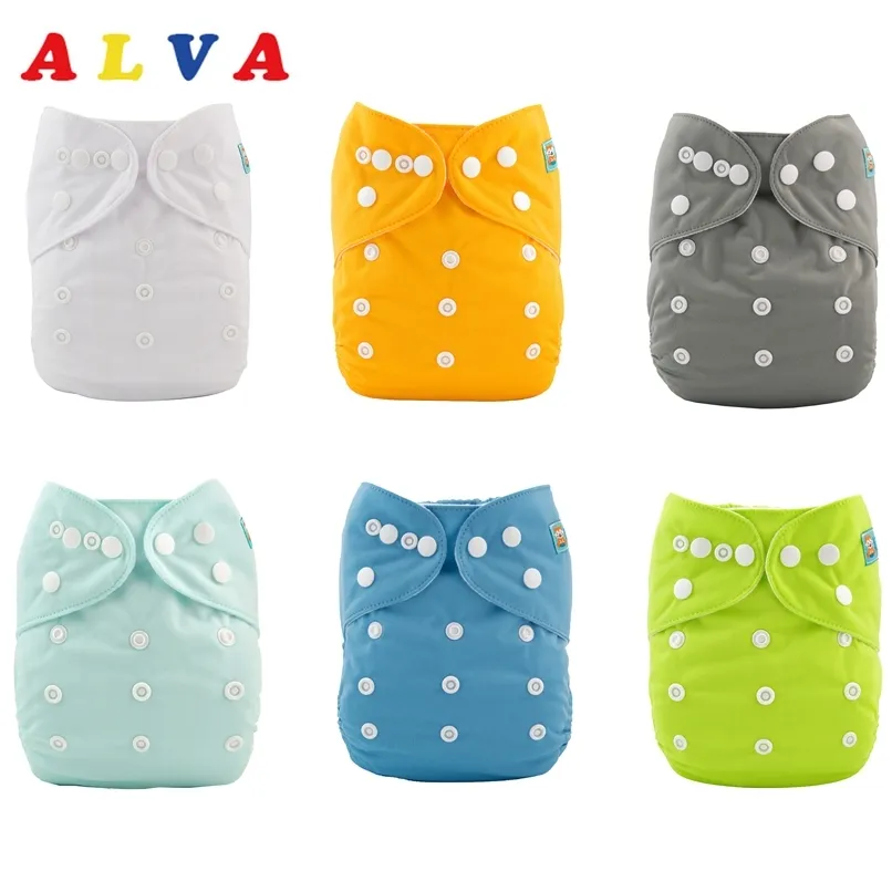 ALVABABY 6PC / SET Tygblöjor Babyskal Reusable Baby Cloth Nappy Shells utan insats 211028