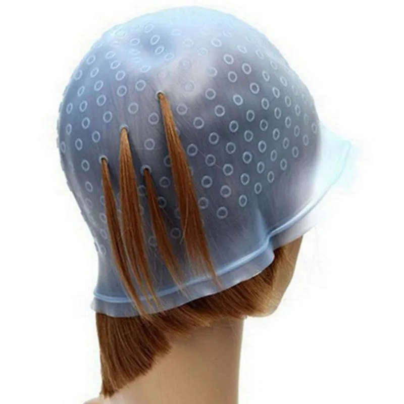 Chapéus do partido pro salão tintura tampão de silicone + cor de cabelo de agulha para colorir destacando conjunto de tintura de gorjeta reutilizável