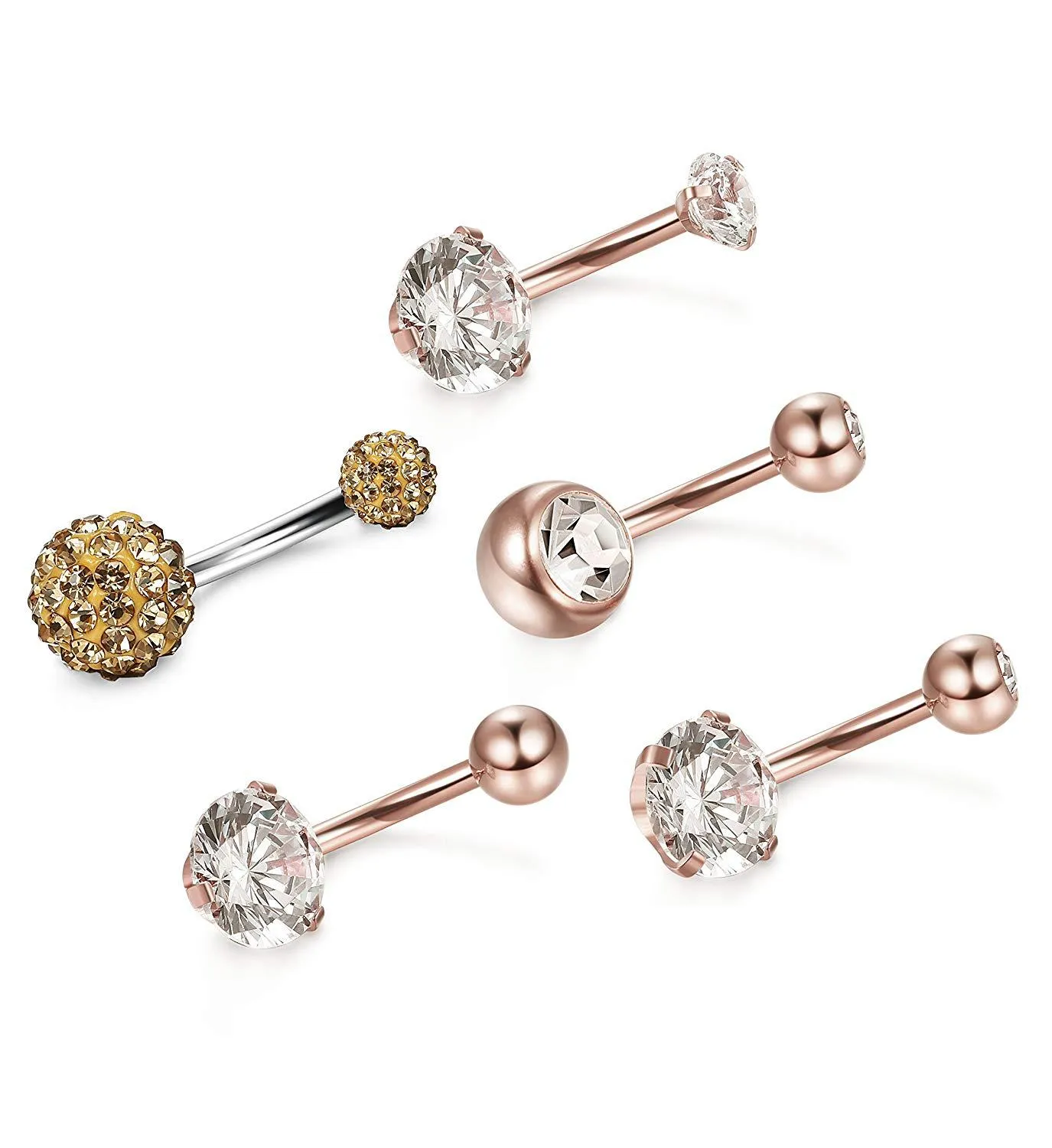 15 pz squisito e alla moda misto zircone pulsante piercing all'ombelico gioielli doppia testa sfera di argilla di cristallo campana insieme dei monili del corpo hea239z