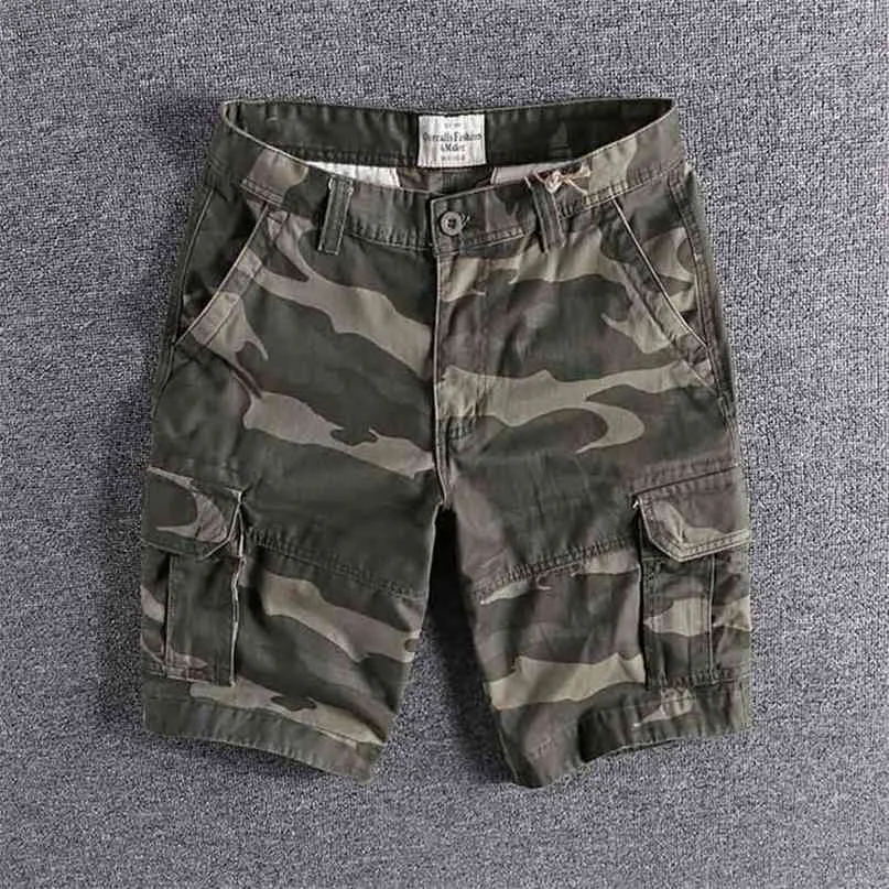 Camouflage Outillage Shorts Hommes Lâche American Casual Wear Summer Tendance Sports Pantalon Pur Coton Haute Qualité 0228 210713