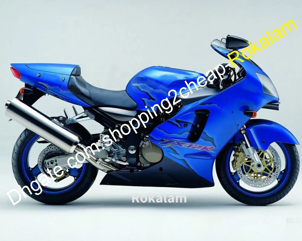 Kawasaki Cowlings Ninja ZX12R 2000 2001 ZX 12R 00 01 ZX-12R 오토바이 블루 블랙 차체 페어링 키트(사출 성형)