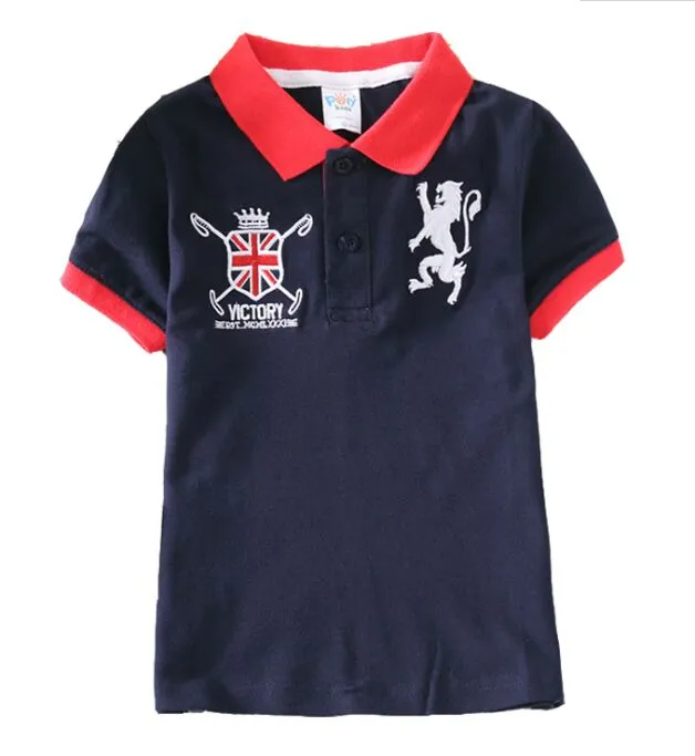 1pcs / mycket! Pojkar sommar nedbrytningskrogram Polos T-tröja Mode Striped Child Kläder Kids Kortärmad 5 Färg Tees Barnkläder Toppar Kläder, Storlek 90-165cm