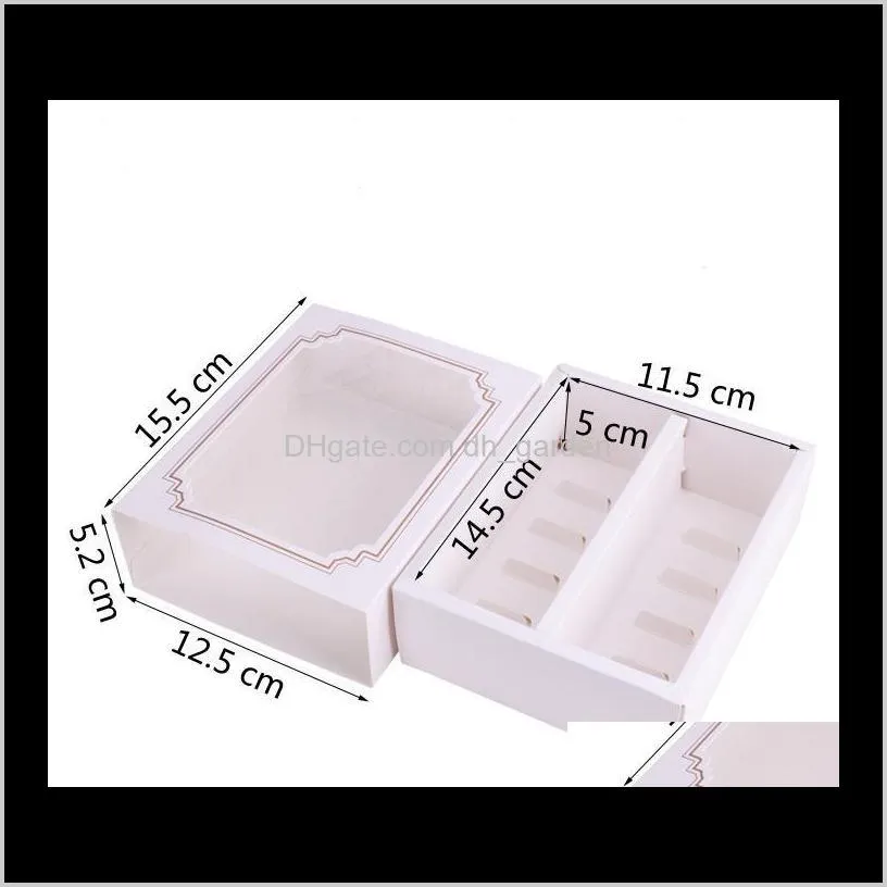 macaron packing boxes wedding party 5/10 pack cake storage biscuit clear window paper box cake decoration baking ornaments sn2365