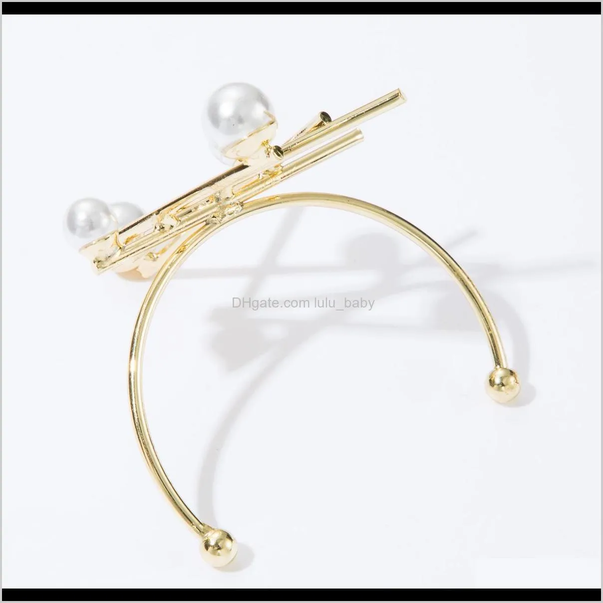 creative exaggeration abstract alloy inlaid pearl geometric bracelet female fashion personalized open bracelet