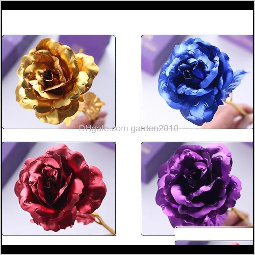 2020 valentine`s day creative gift 24k foil plated rose gold rose lasts forever love wedding decor souvenir drop shipping